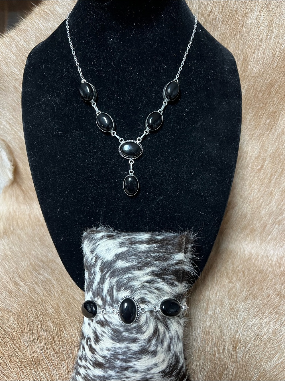 925 sterling silver black onyx necklace set